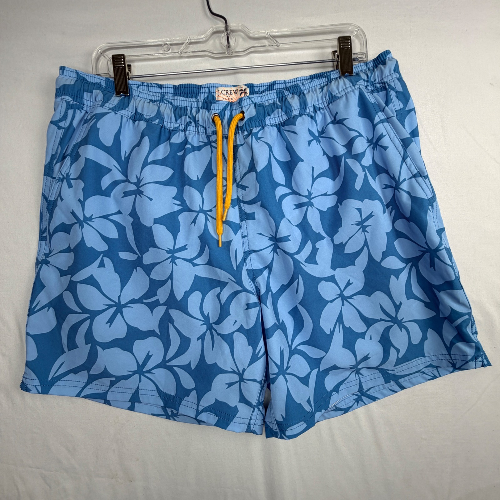 J.Crew Flex Swimwear Mens Blue Tropical Floral Print Swim Trunks Size L